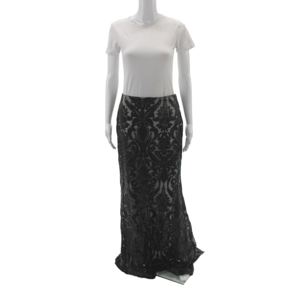 Zoey Grey Womens Maxi Floral Black Polyester Skirt Size 10